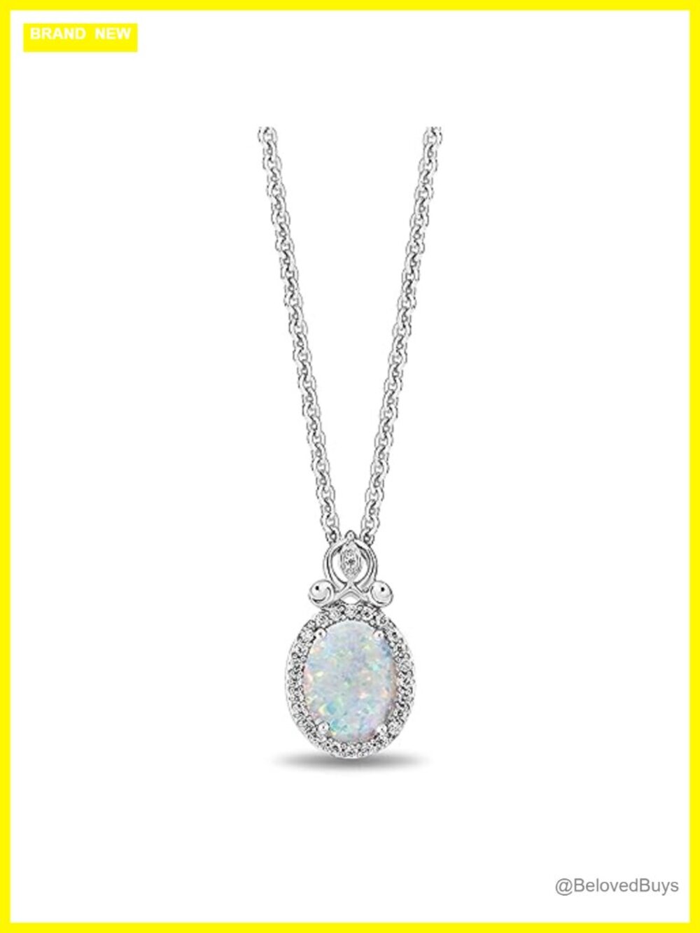 Sterling Silver Created Opal Cinderella Pendant Necklace